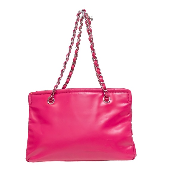 CHANEL Vintage Hot Pink Patent Leather Tote Bag - Picture 5 of 12